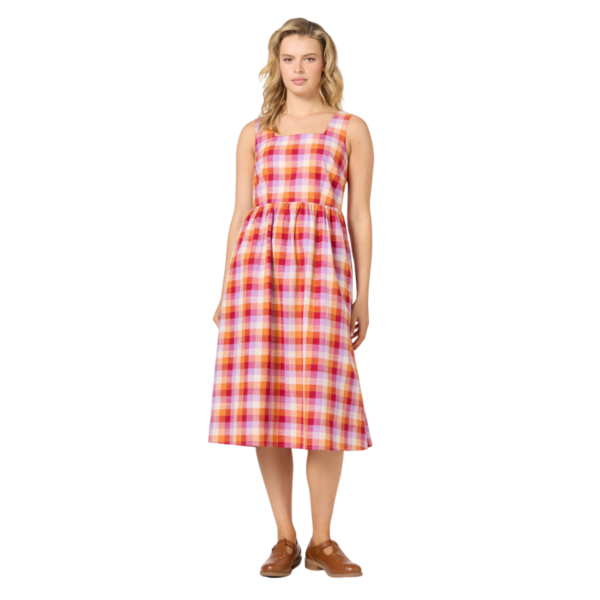 Womens-Pink-and-Orange-Plaid-Square-Neck-Sleeveless-Midi-Dress-3.png